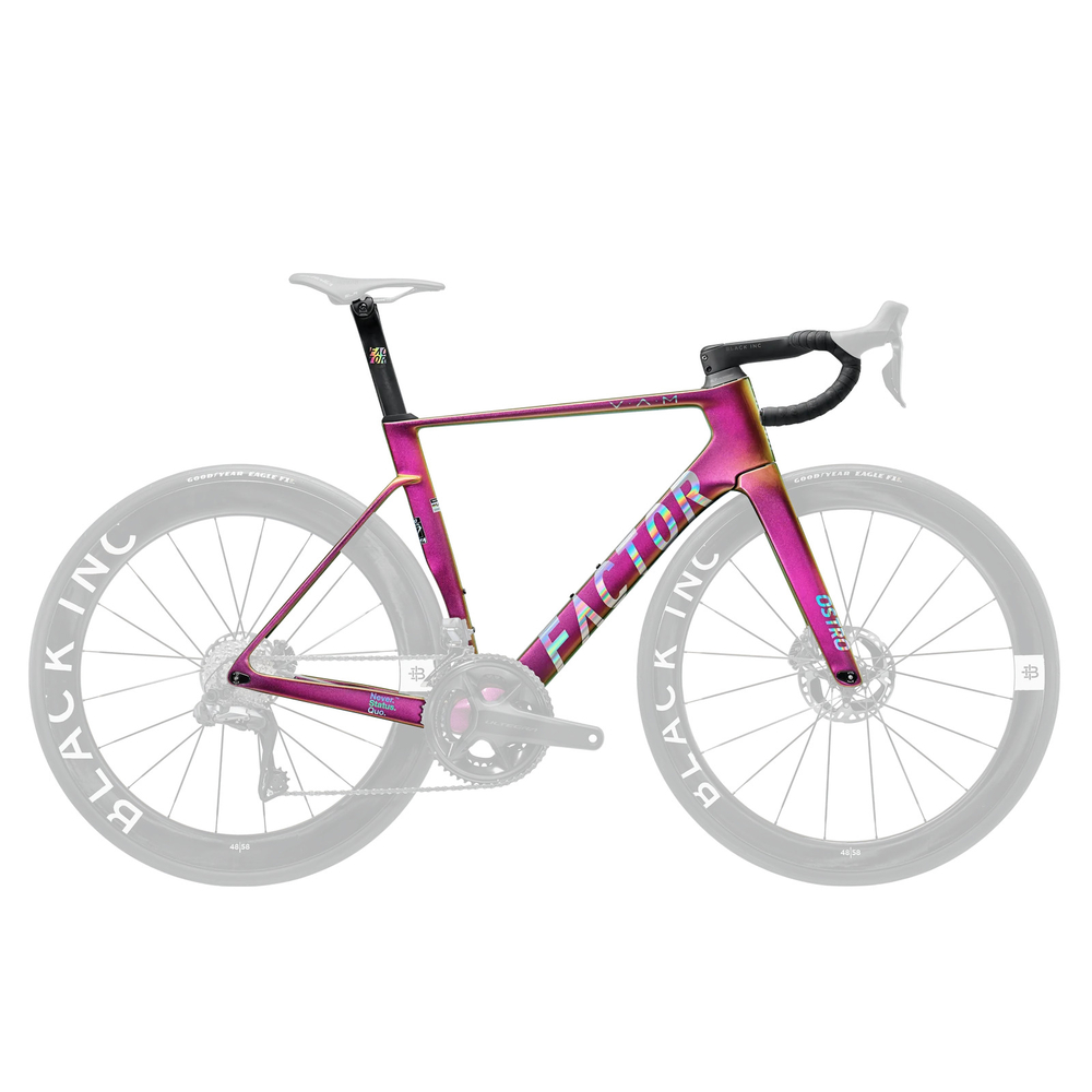 FACTOR Ostro VAM Scarab Edition aero carbon road bike with iridescent Scarab graphics